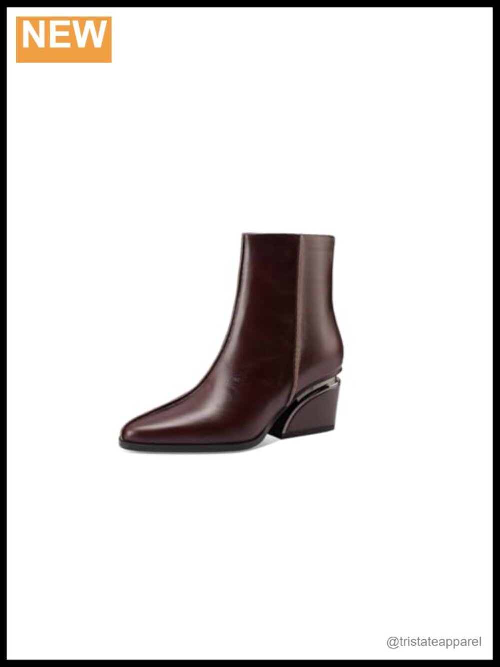 Genuine Leather Pointed Toe Zip Chunky Heel Ankle Boots Handmade